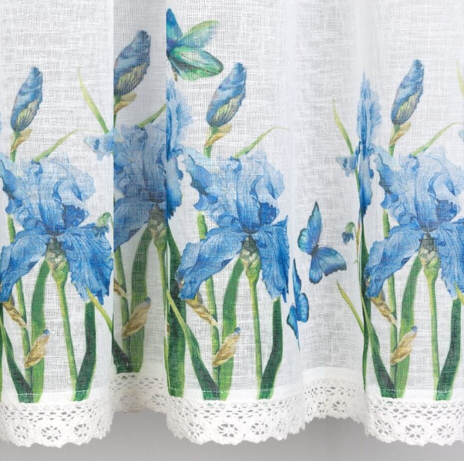 ArtFir Krátká záclona ALA P | bílá/modrá 150 x 60 cm - main (1)