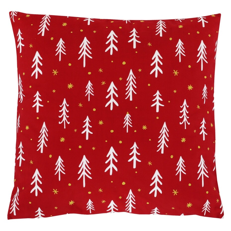 Polštář sametový s výplní - červený vánoční, 100% polyester, 45 x 45 cm. - main (0)