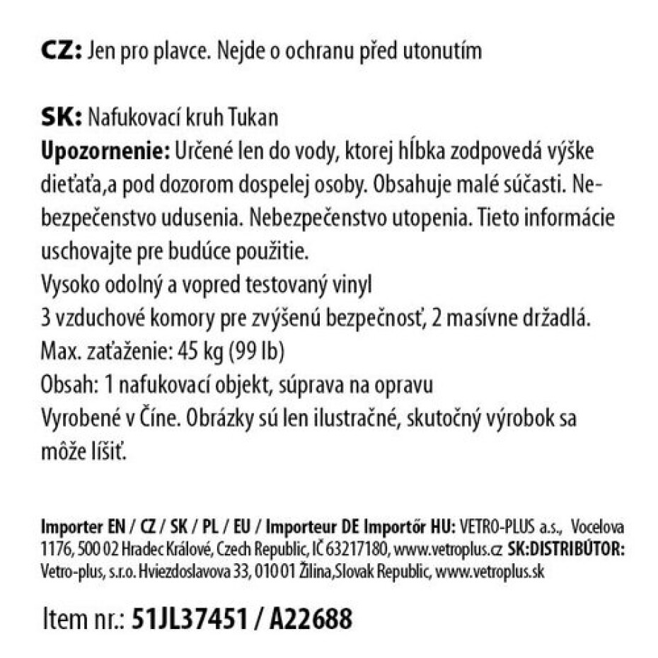 Vetro-plus Nafukovací kruh Tukan, 128 x 104 x 60 cm - main (2)