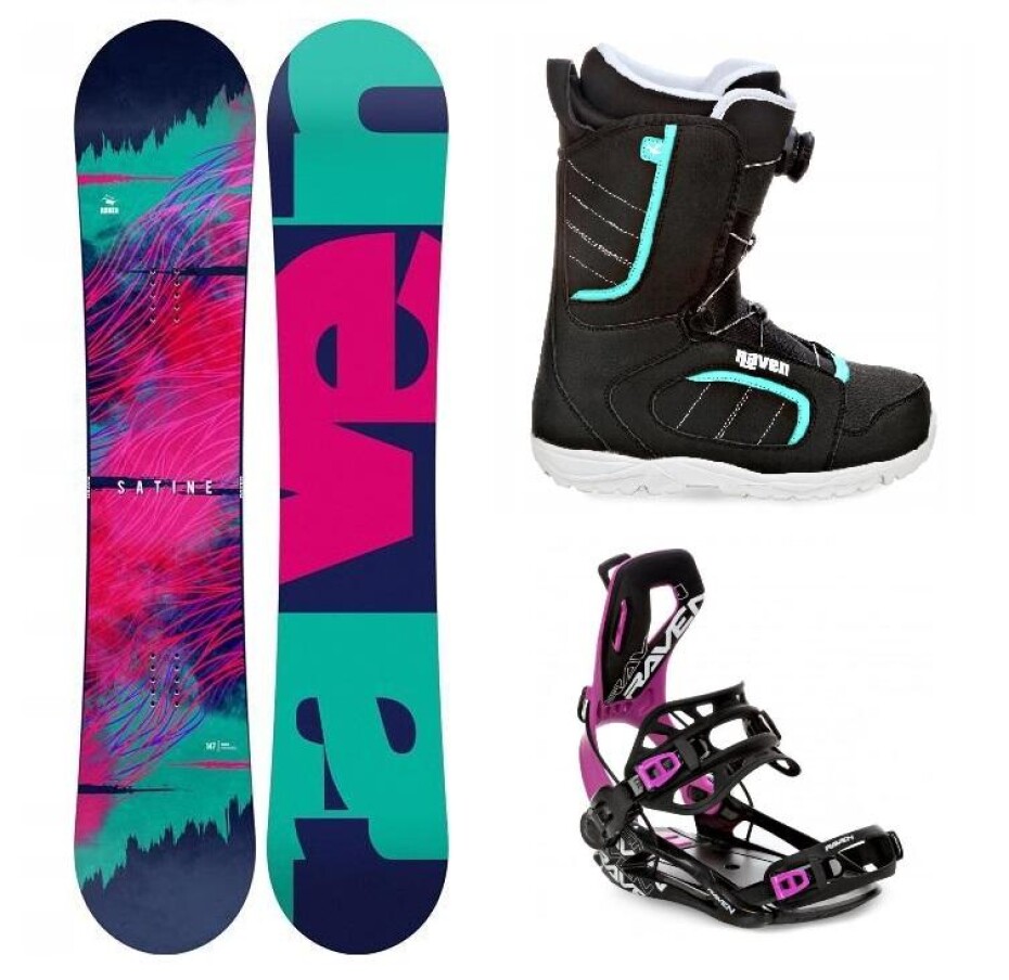 Raven Satine snowboard + Raven Fastec FT360 black/fuchsia vázání + Raven Diva MOZ black/mint boty - main (0)