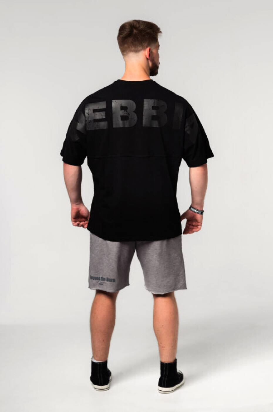 Pánské šortky Nebbia  Washed-off Gym Sweatshorts NO BS Light Grey M - main (1)