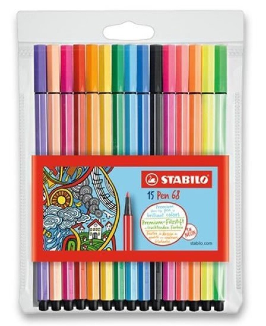Fixa STABILO Pen 68 sada 15 ks neonová - main (0)