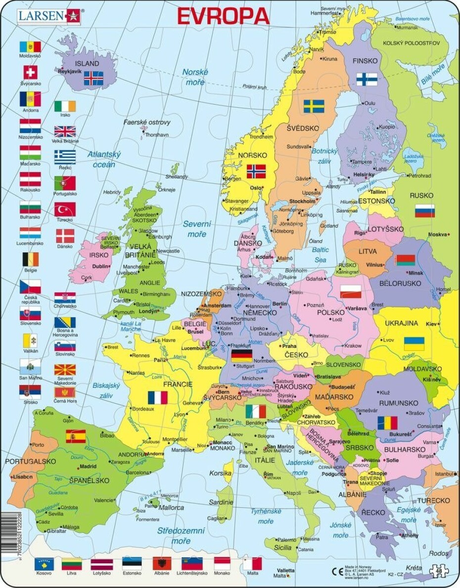 Puzzle MAXI - Mapa Evropy (na šířku)/70dílků, 2.  vydání - Pyramid Kohoutová - main (0)