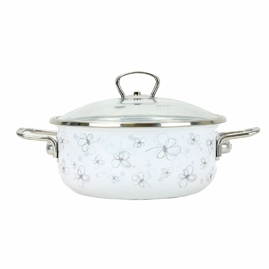 Belis Smaltovaný rendlík s poklicí Premium, bílá, 16 cm, 1,25 l, 1,25 l - main (0)