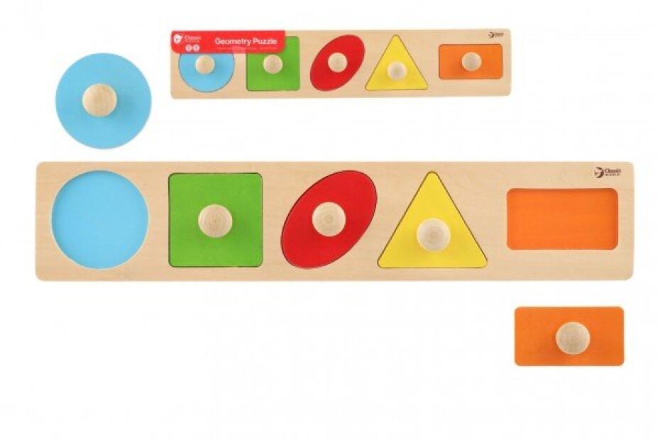 Vkládačka 5ks dřevo geometrické tvary pro nejmenší 45x9x2cm - main (0)