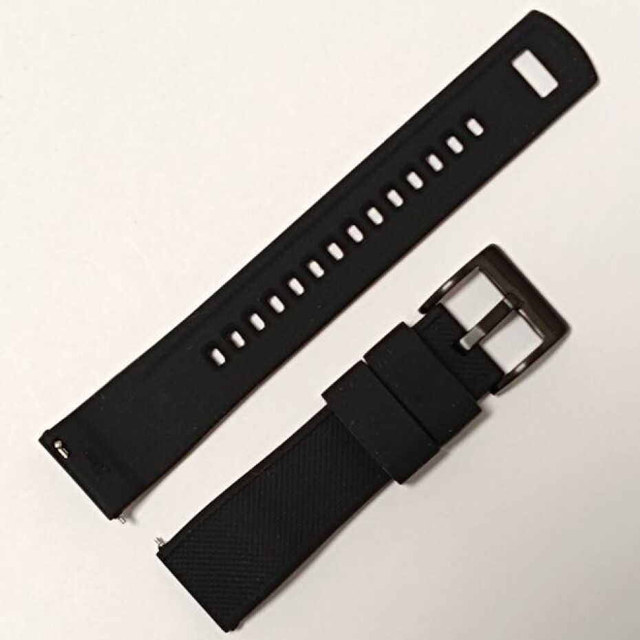 Silikonový řemínek, černý s černou sponou - 22 mm - main (1)