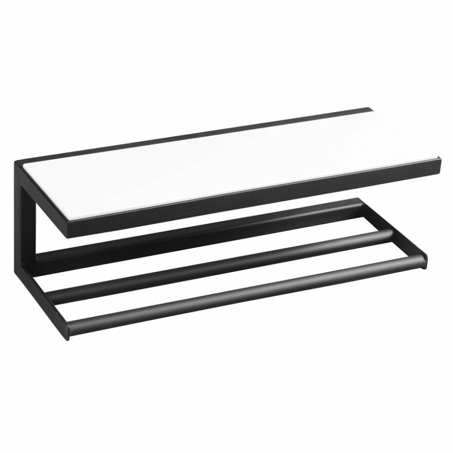 SAPHO Ska401 Ska nástěnná police 45 x 14 x 16 cm, černá mat s bílou MDF deskou  - main (4)