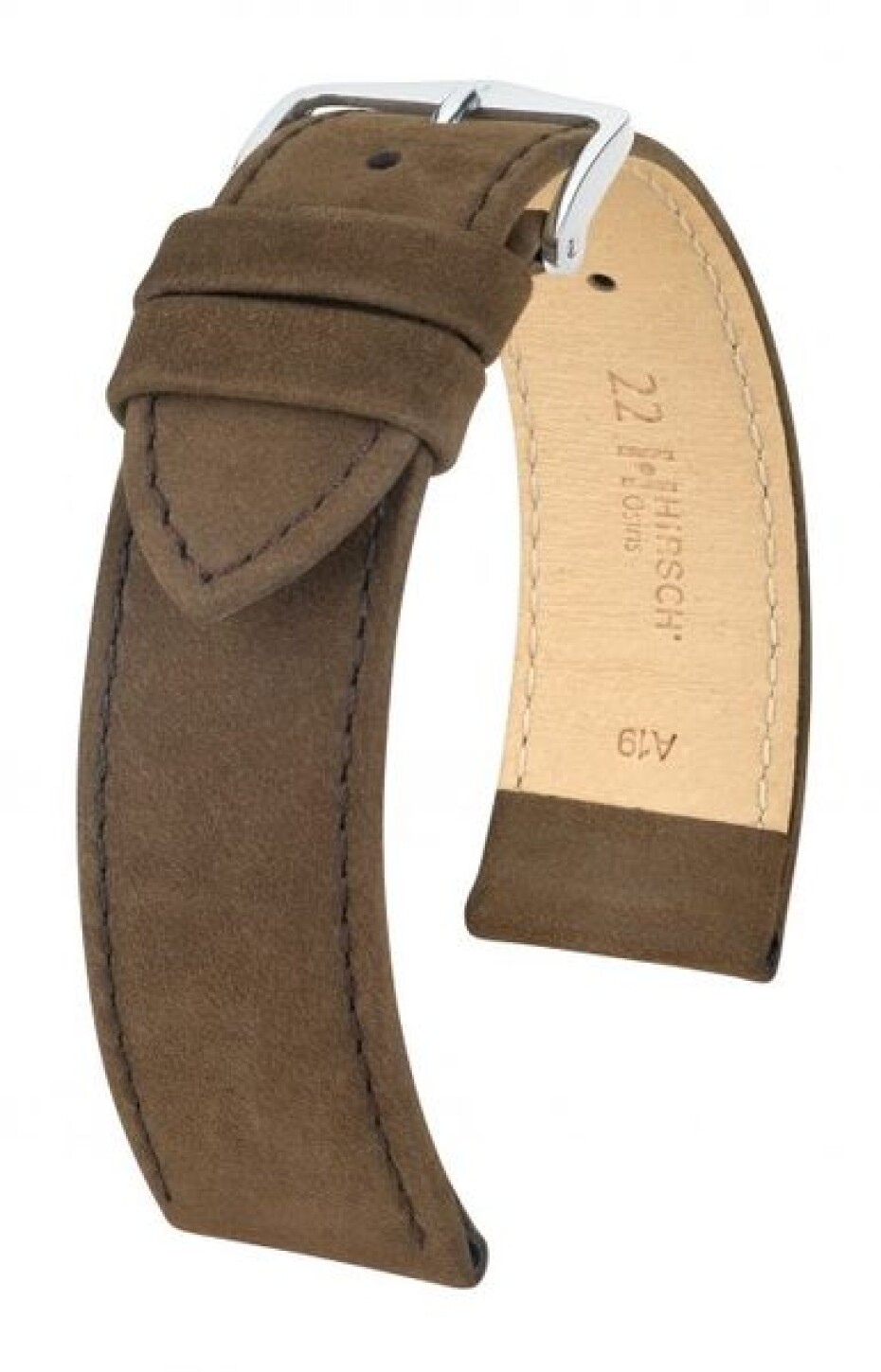 Řemínek Hirsch Osiris Nubuk - hnědý - 16 mm - M – Střední délka - 14 mm - Stříbrná - main (0)