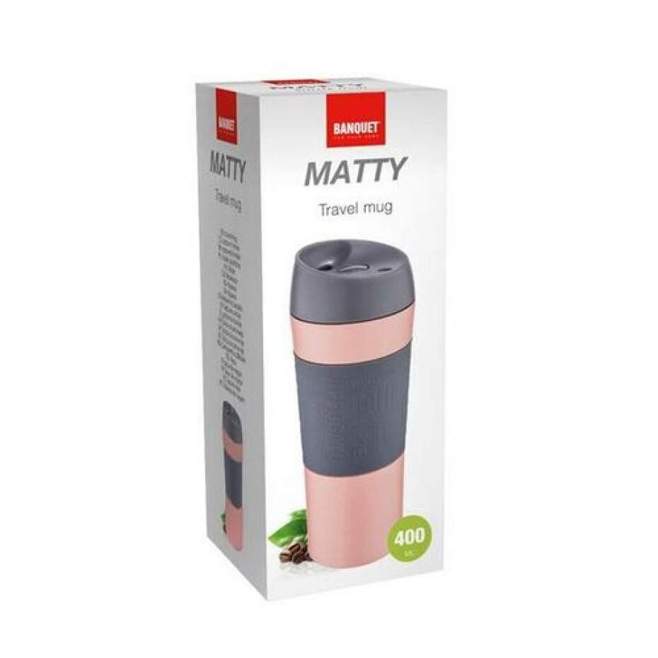 Banquet Hrnek cestovní dvoustěnný MATTY 400 ml, růžová

   - main (3)