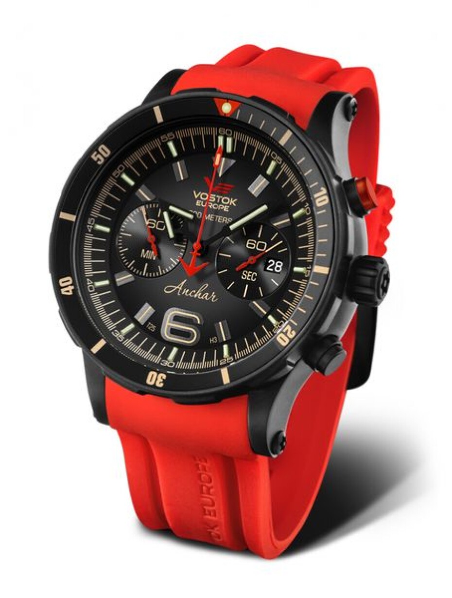 Vostok Europe Anchar Submarine Chrono Line 6S21/510C582 - Červený silikonový řemínek - main (0)