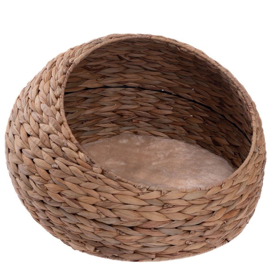Pletený domeček pro kočky s pelíškem béžová, 48 x 33 cm - main (0)
