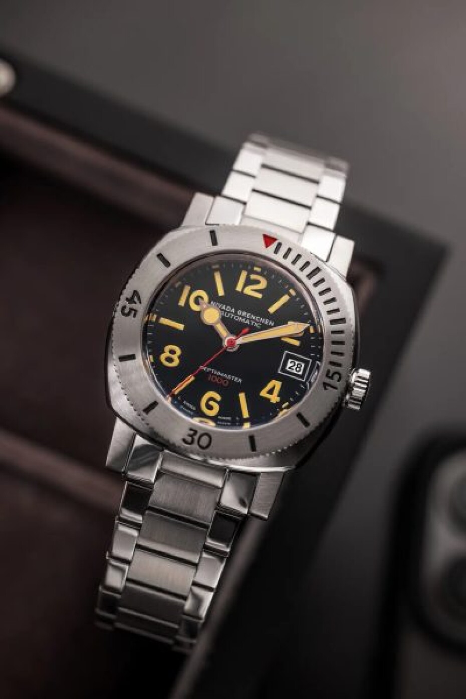 Nivada Grenchen Depthmaster Numerals Black - Black Leather - main (9)