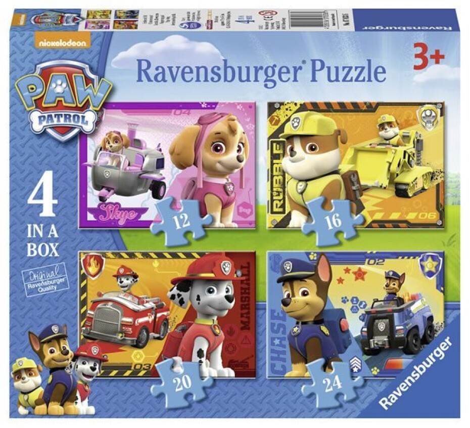 Ravensburger Puzzle Tlapková Patrola - Hrdinové 4v1 (12,16,20,24 dílků) - main (0)