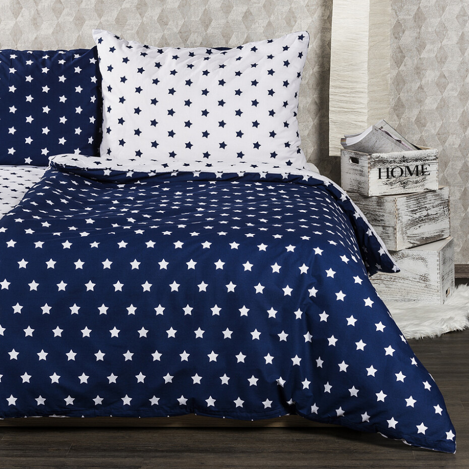 4Home Bavlněné povlečení Stars Navy blue, 140 x 200 cm, 70 x 90 cm - main (1)