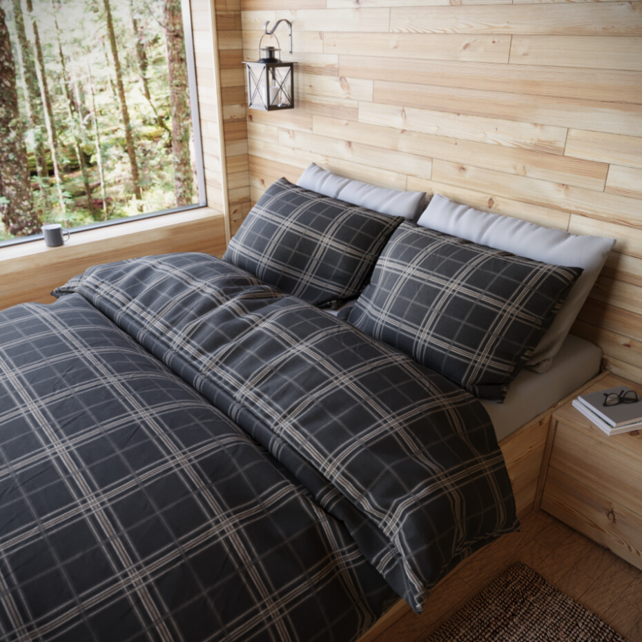 Kvalitex Viskózové povlečení Woody Felix tm. šedá, 140 x 200 cm, 70 x 90 cm - main (0)