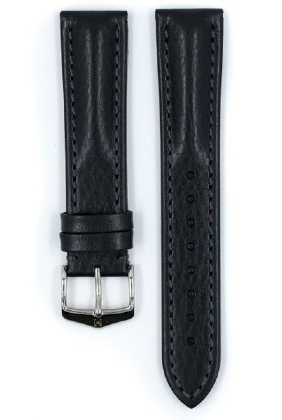 Řemínek Hirsch Lucca - černý - 24 mm - L – Standardní délka (doporučujeme) - 20 mm - Stříbrná - main (1)