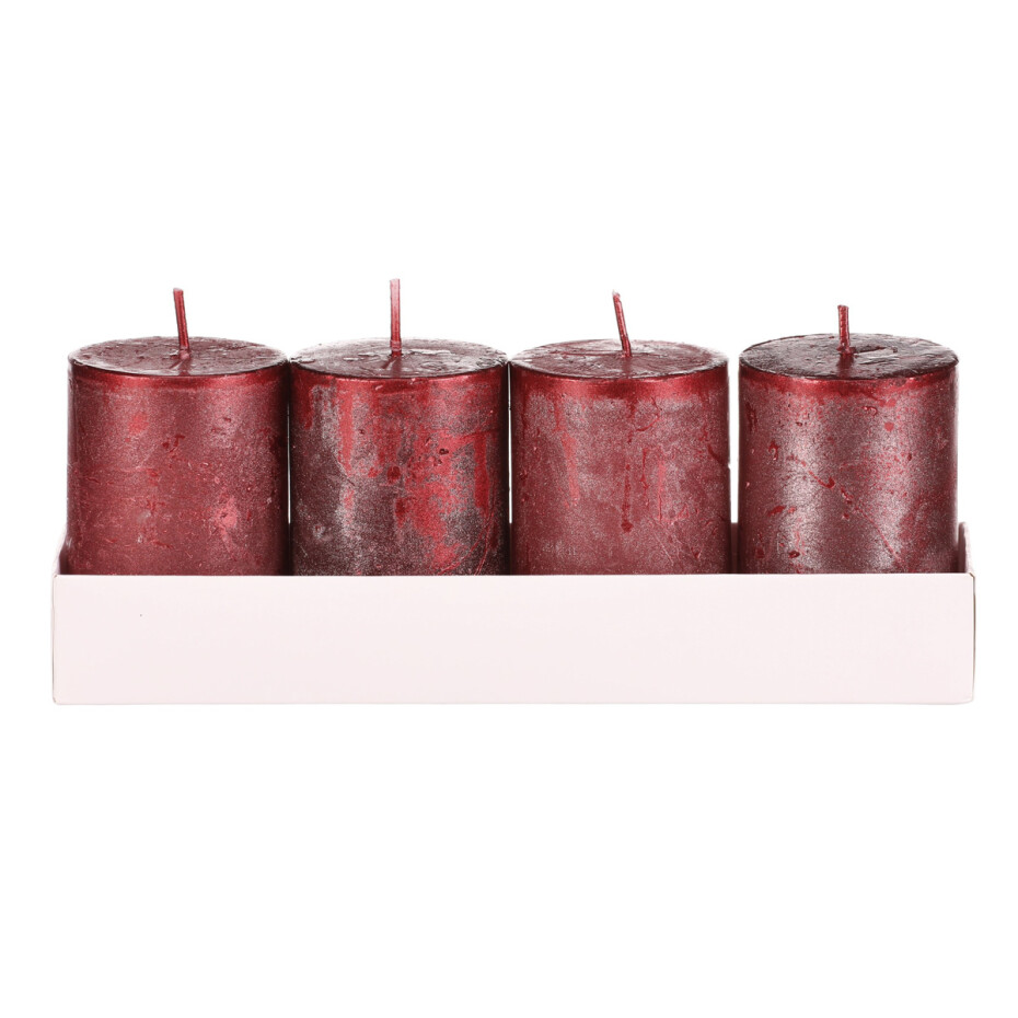 Sada adventních svíček červená, 4 ks, parafín, 8 cm - main (1)