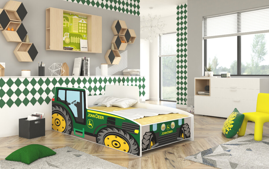 ArtAdrk Dětská auto postel TRACTOR Barva: Červená, Provedení: 80 x 160 cm - main (2)