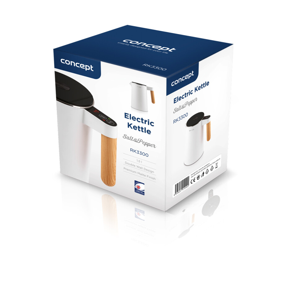Concept RK3300 rychlovarná konvice nerezová Salt & Pepper 1,5 l, bílá - main (12)