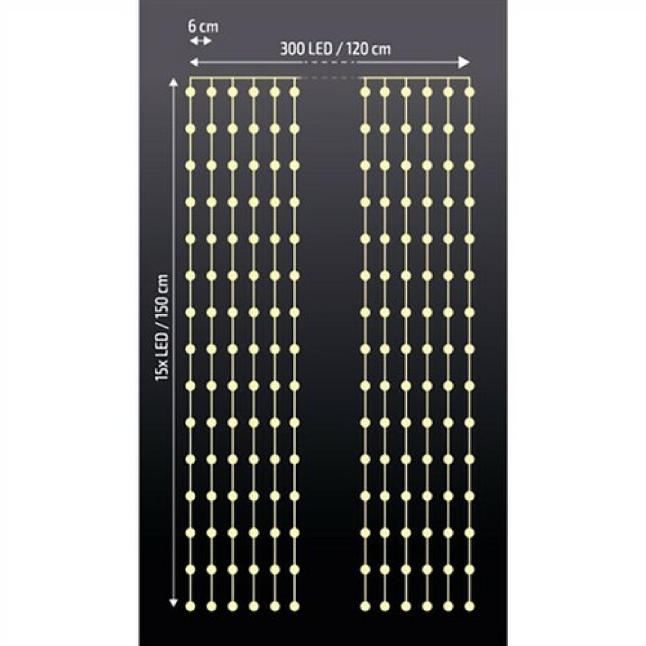 Solight Okenní vánoční závěs, 300 mini LED, 1,5 x 1,2 m, s časovačem - main (3)