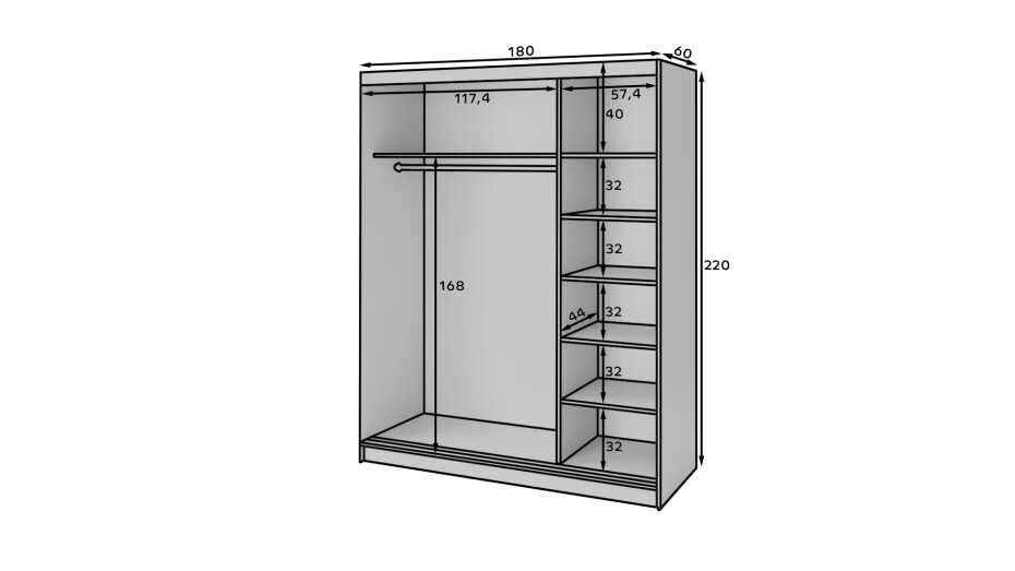 Artelta Šatní skříň MARRPHY III 180 | se zrcadlem - main (7)