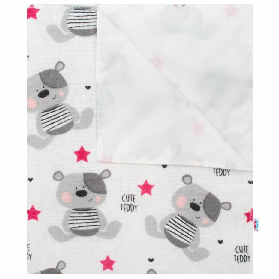 New Baby Nepromokavá flanelová podložka Cute Teddy růžová, 57 x 47 cm - main (0)