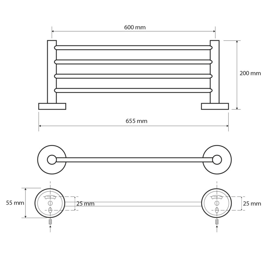 SAPHO XR412 X-Round E polička na ručníky 65 cm, stříbrná - main (1)