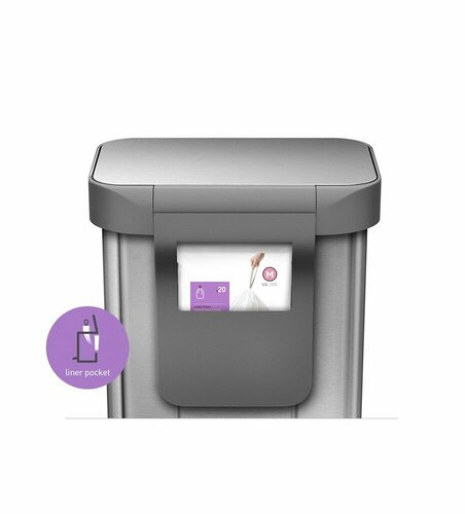 Pedálový odpadkový koš Simplehuman – 45 l, matná ocel, FPP, kapsa na sáčky - main (3)