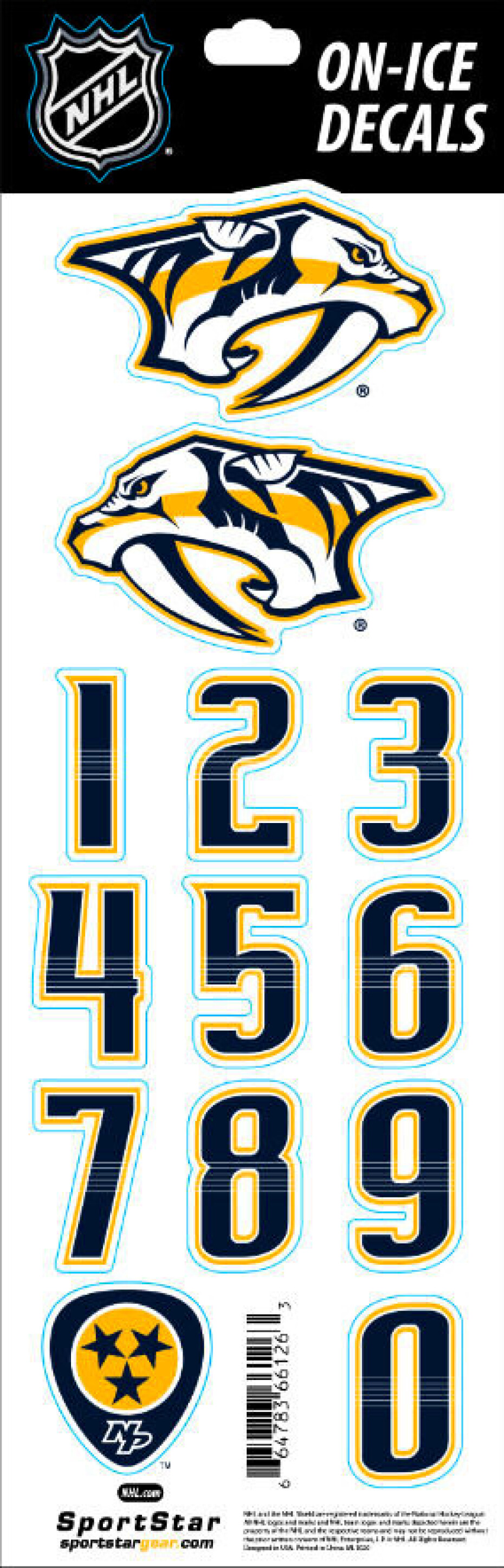 Čísla na helmu Sportstape  ALL IN ONE HELMET DECALS - NASHVILLE PREDATORS - main (0)