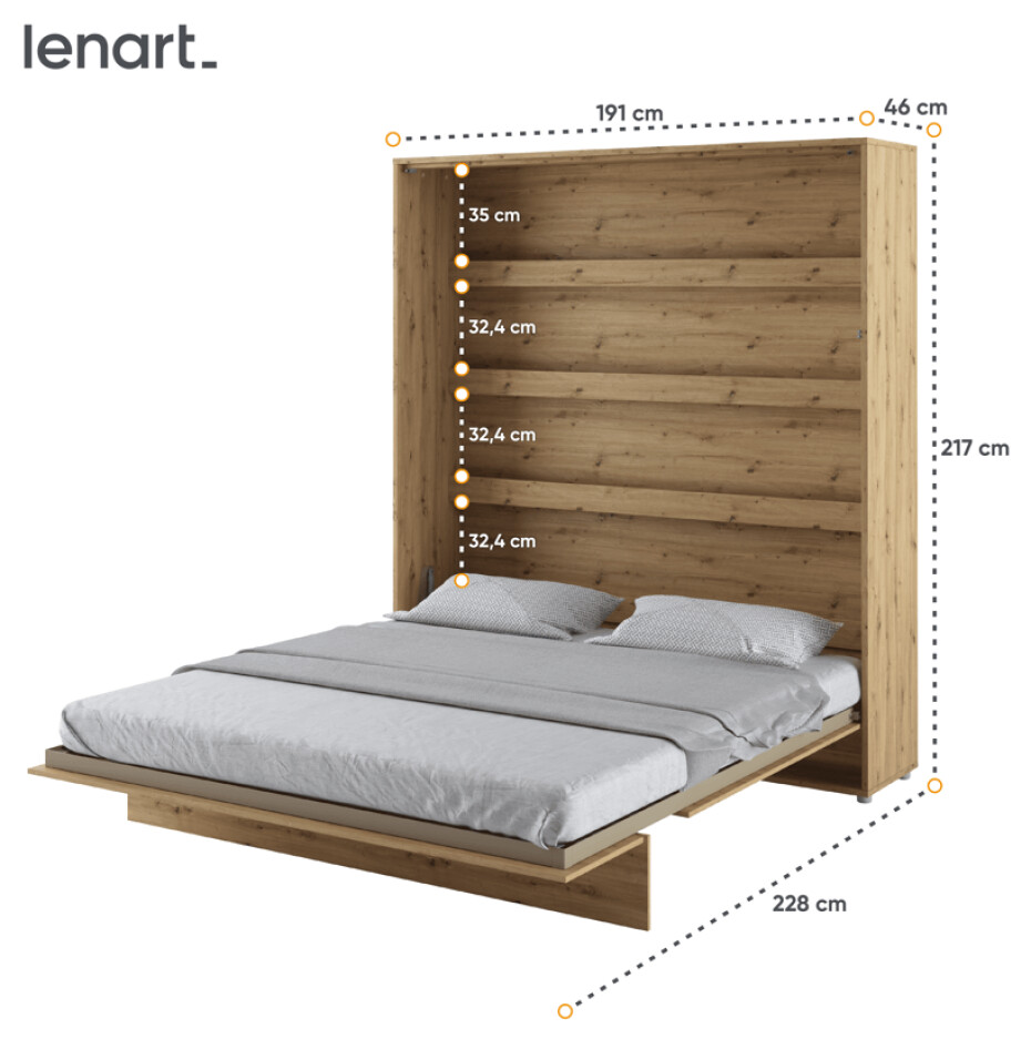 Dig-net nábytek Sklápěcí postel Lenart BED CONCEPT BC-13 | 180 x 200 cm Barva: Bílá - main (25)