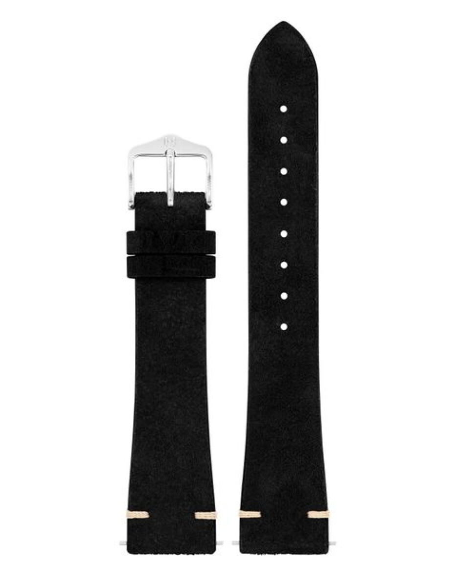 Řemínek Hirsch Serro - černý - 19 mm - L – Standardní délka (doporučujeme) - 16 mm - Stříbrná - main (1)