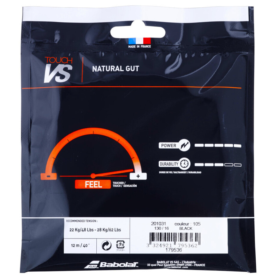 Tenisový výplet Babolat  VS Touch Black 1.30 (12 m) - main (1)