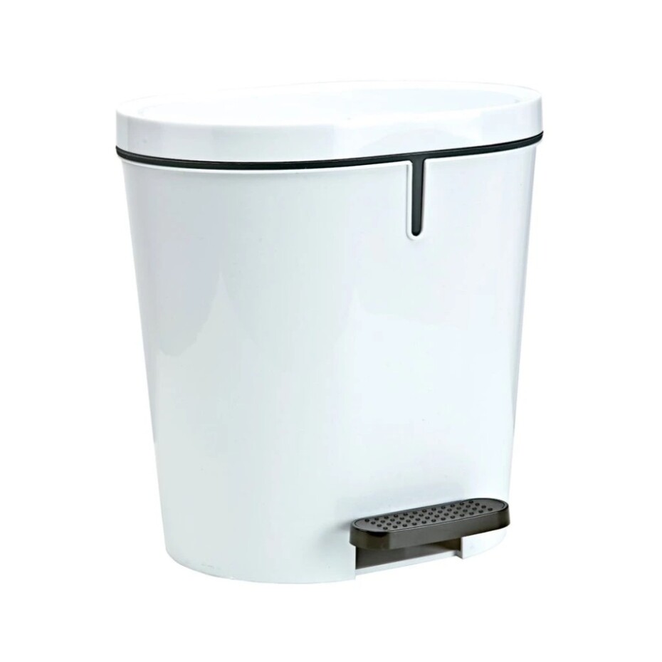 Denox Oval pedálový odpadkový koš 8 l, plast, bílý, 8 l - main (0)