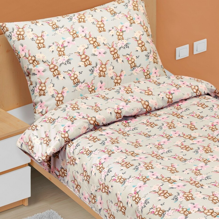 Bellatex Bavlněné povlečení Junior Velikonoční zajíček, 140 x 200 cm, 70 x 90 cm - main (1)