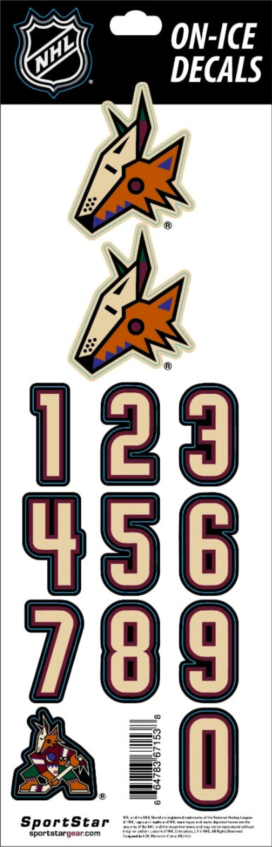 Čísla na helmu Sportstape  ALL IN ONE HELMET DECALS - ARIZONA COYOTES - DARK HELMET - main (0)