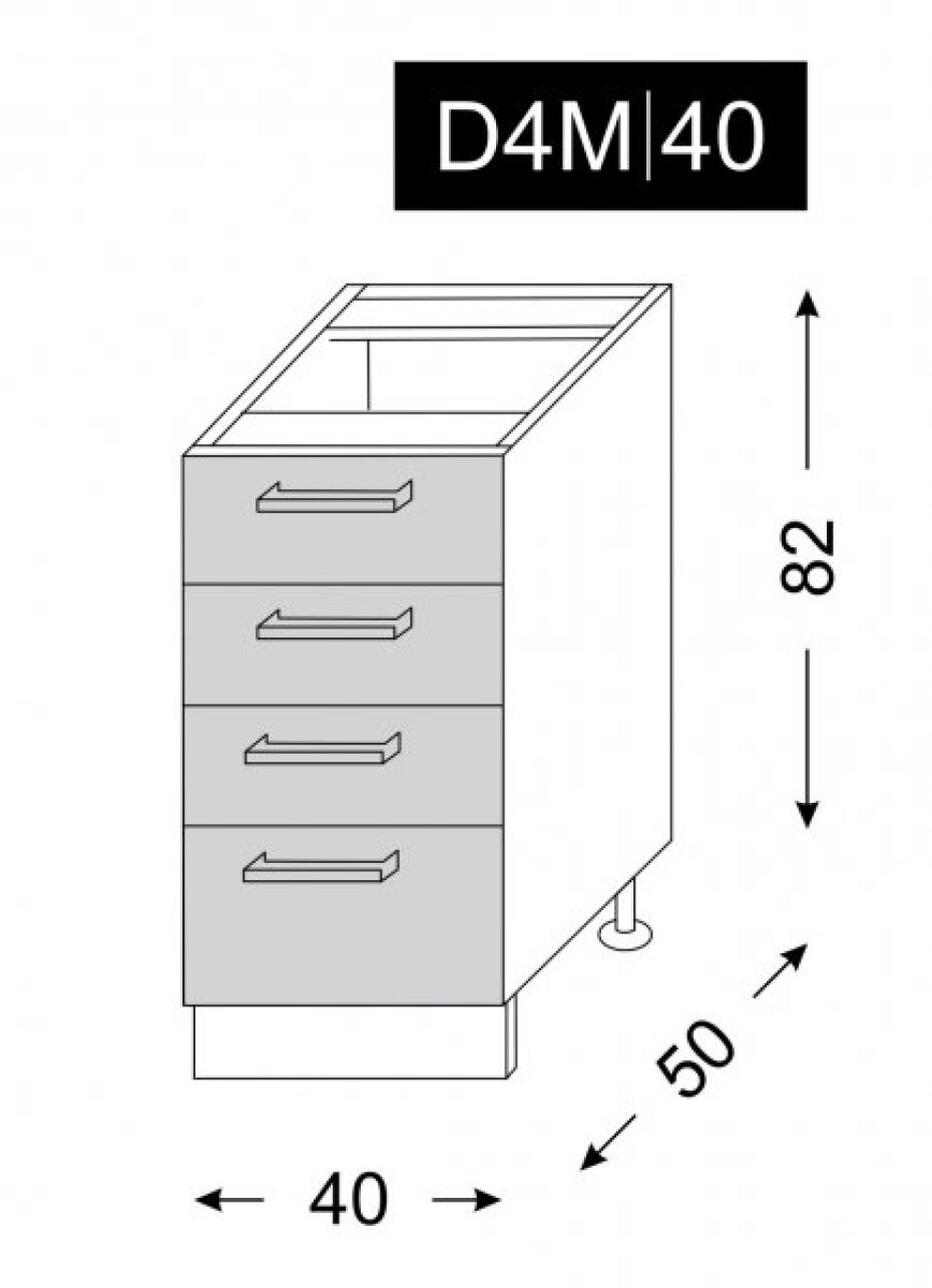 ArtExt Kuchyňská skříňka spodní SILVER | D4A 40 Barva korpusu: Grey - main (22)