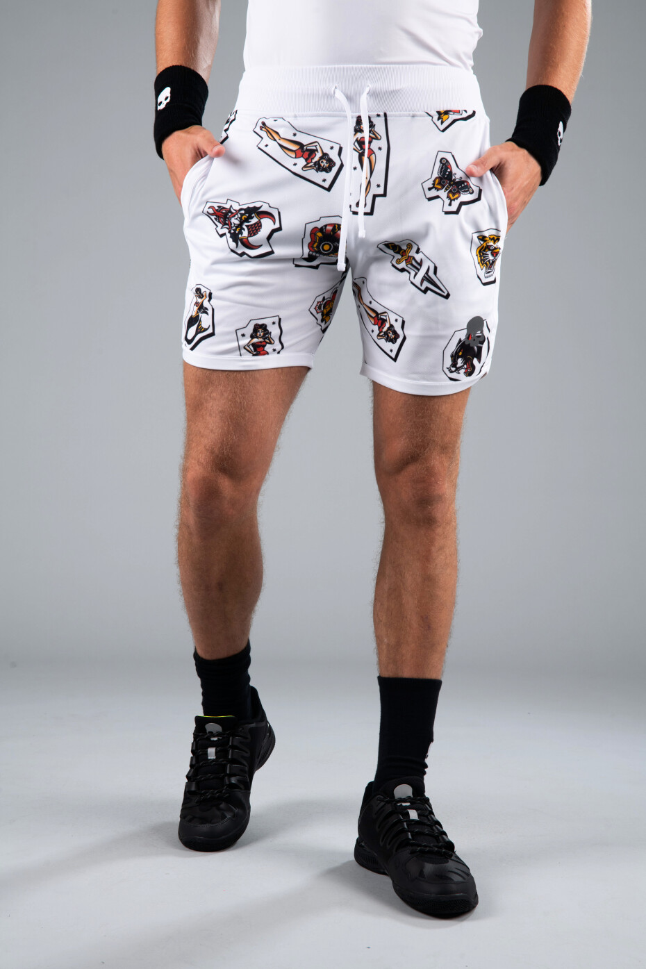Pánské šortky Hydrogen  Tattoo Tech Shorts White S - main (0)