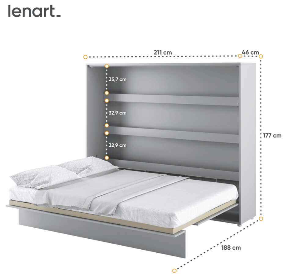 Dig-net nábytek Sklápěcí postel Lenart BED CONCEPT BC-14 | 160 x 200 cm Barva: Dub artisan - main (21)