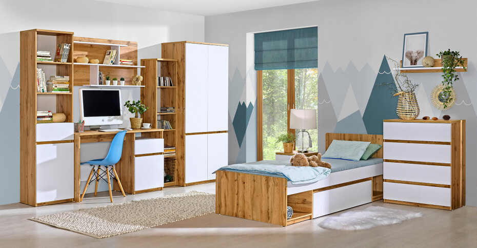 Dolmar Postel ARCHA AR9 | 90 x 195 cm Barva: dub wotan / bílá - main (2)