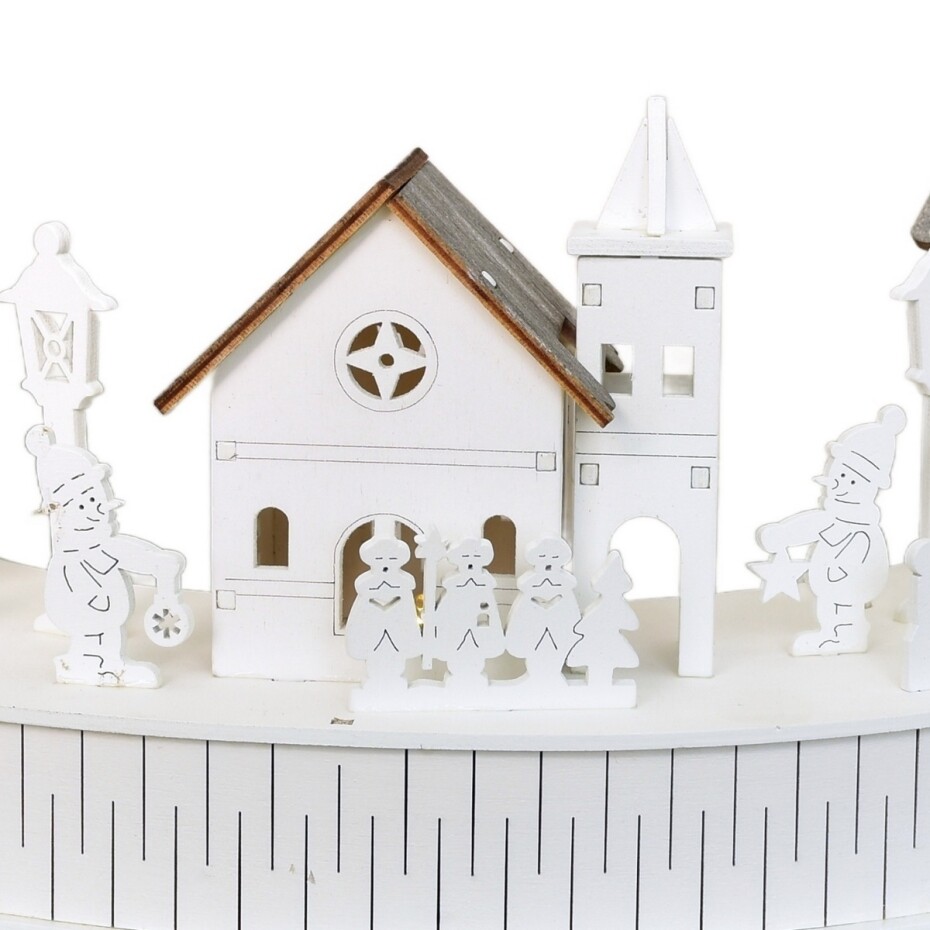 Dřevěná svítící LED dekorace Vesnička s kostelíkem, 40 x 14 x 20 cm, půlkruh - main (3)