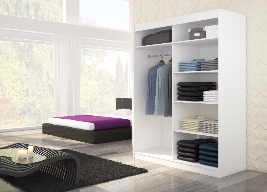 ArtAdrk Šatní skříň BALTON | 150 cm Barva: Černá - main (3)