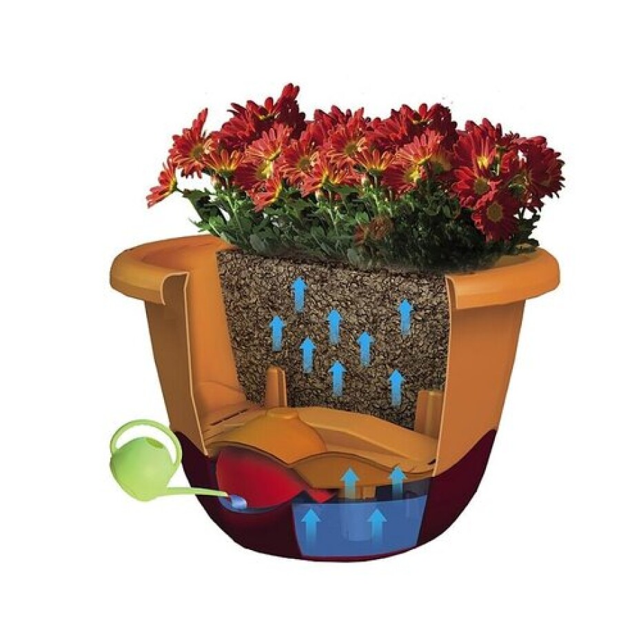Samozavlažovací závěsný květináč Mareta, bílá + vínová, 30 cm, Plastia, pr. 30 cm - main (2)