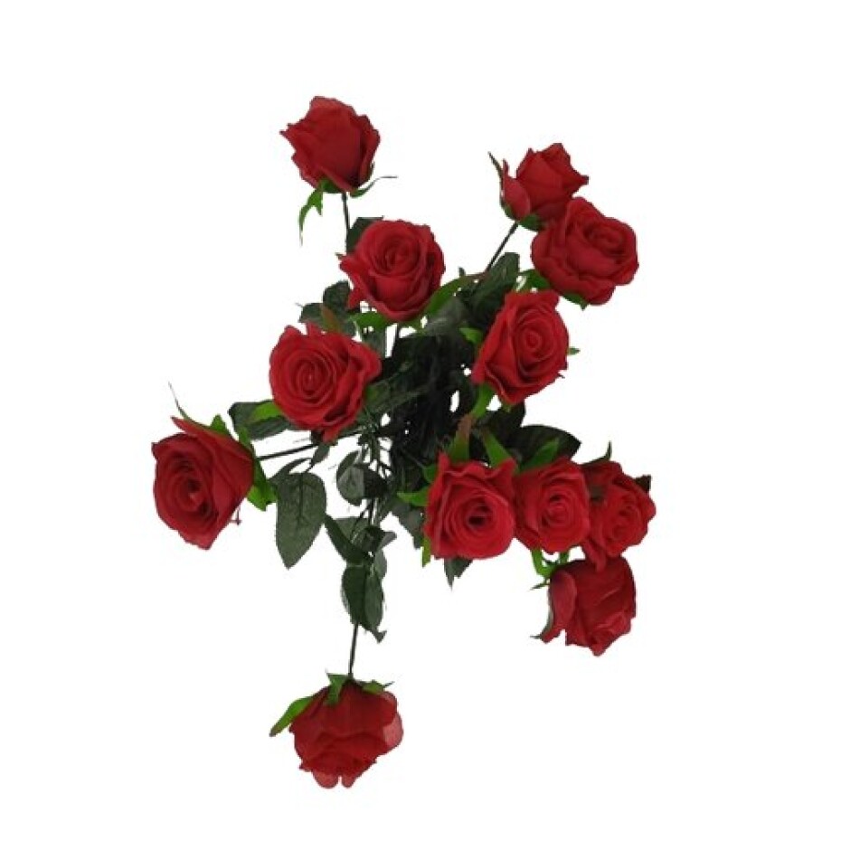 Umělá kytice Růží červená, 67 cm, 12ks - main (3)