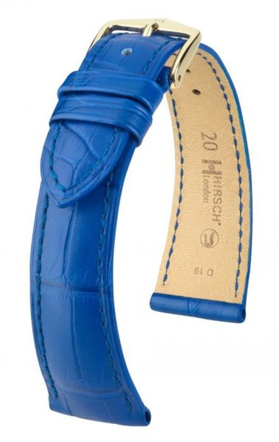 Řemínek Hirsch London Alligator - královská modrá, mat - 14 mm - M – Střední délka - 12 mm - Zlatá - main (0)