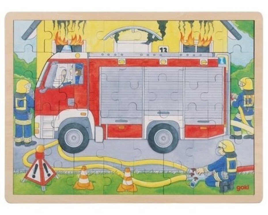 Vícevrstvé dřevěné puzzle Hasiči při práci 59 dílků - main (0)