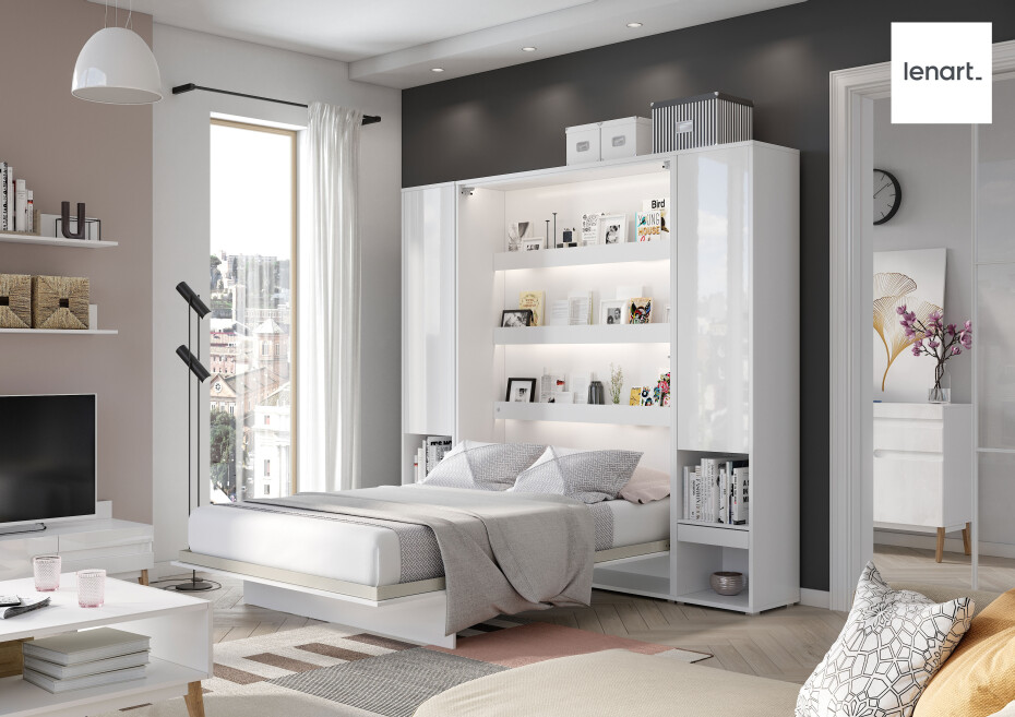 Dig-net nábytek Sklápěcí postel Lenart BED CONCEPT BC-06p bílý lesk | 90 x 200 cm - main (6)