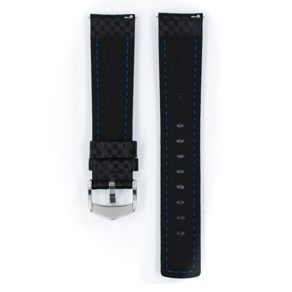 Řemínek Hirsch Carbon - černý - 22 mm - L – Standardní délka (doporučujeme) - 20 mm - Stříbrná - main (2)