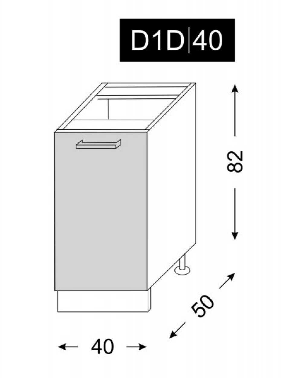ArtExt Kuchyňská skříňka spodní SILVER | D1D 40 Barva korpusu: Grey - main (20)