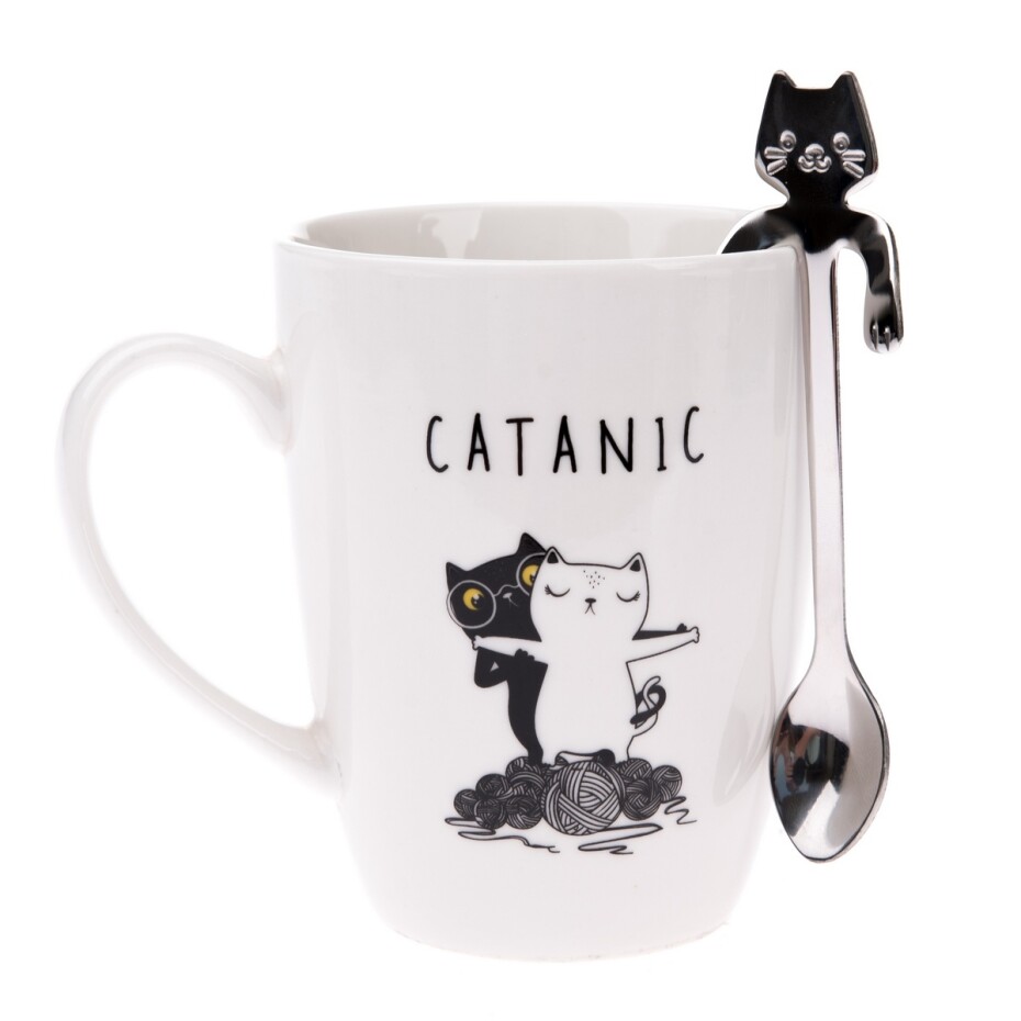 Porcelánový hrnek s kovovou lžičkou Catanic, 320 ml - main (0)