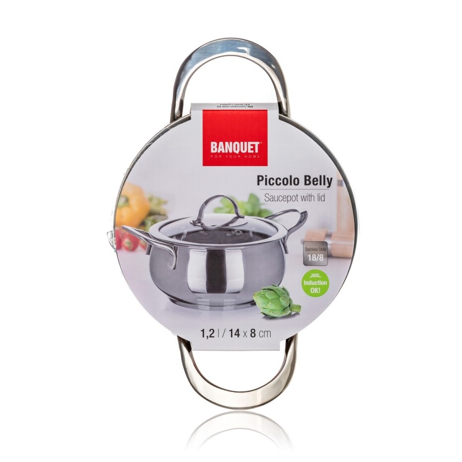 BANQUET Kastrol nerezový PICCOLO Belly 14 x 8 cm, 1,2 l, s poklicí - main (5)